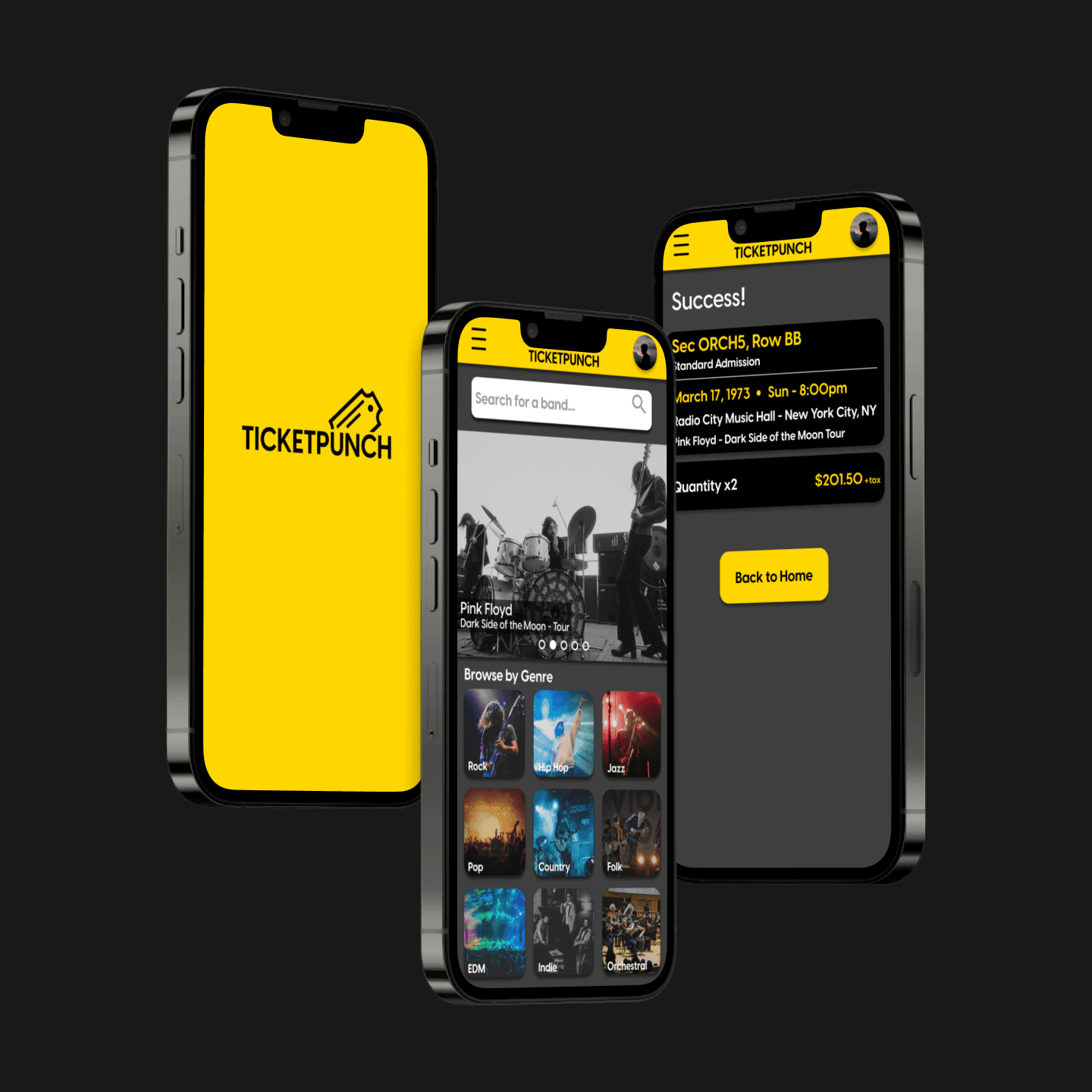 TicketPunch app screens